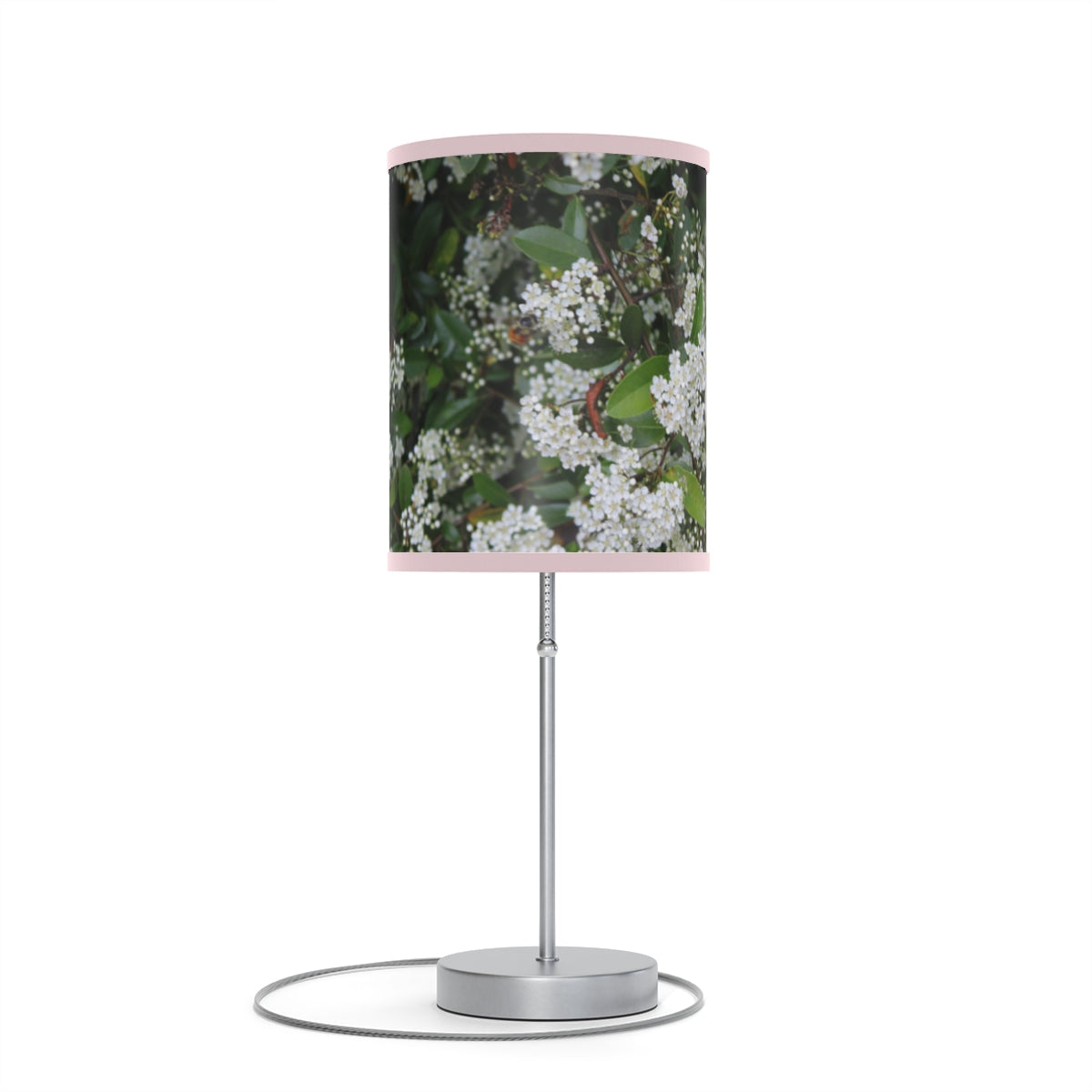 Versatile Floral Table Lamp with Silver Base for Home Decor