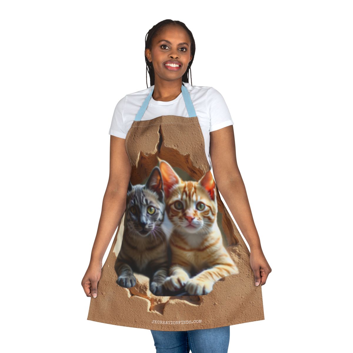 Cute Cats Peeking Through Hole Art Apron Kitchen Accessory