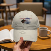 Distressed White Baseball Cap with Unique Design product