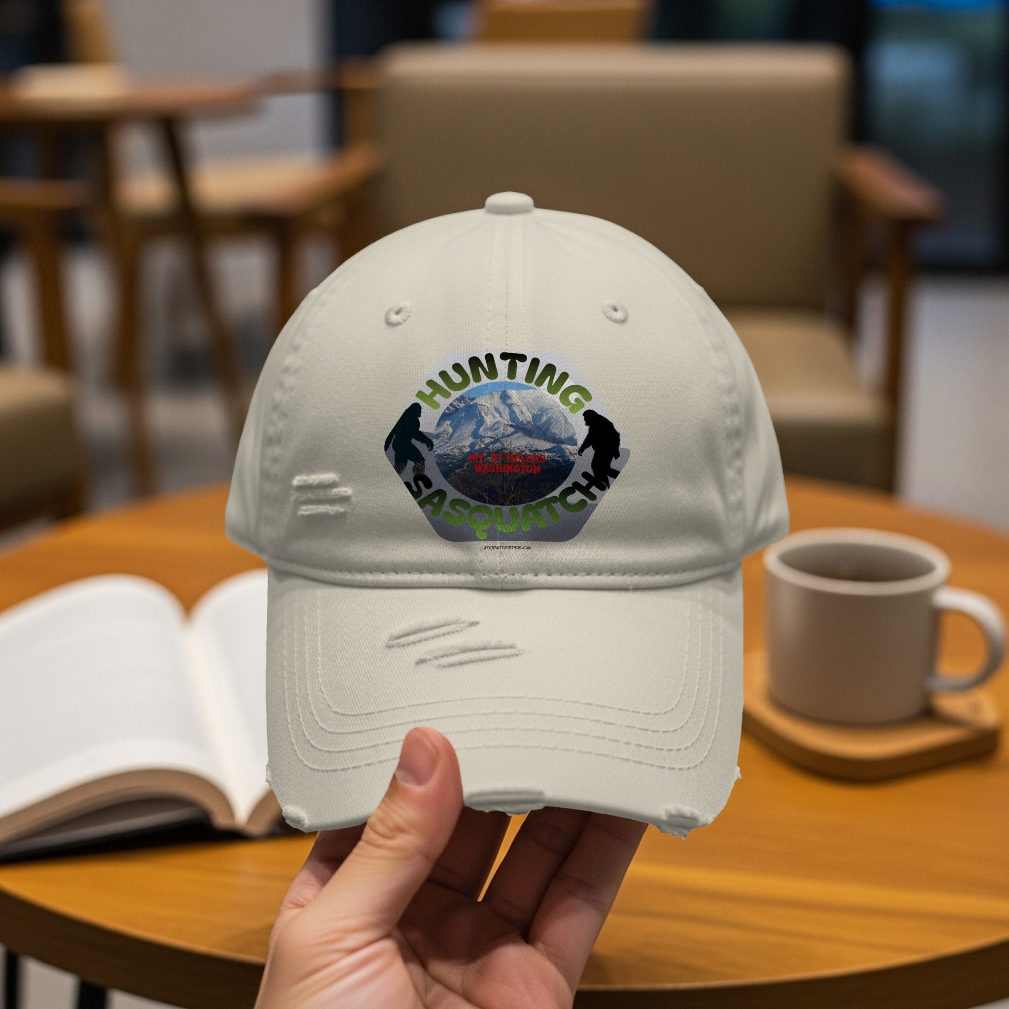 Hunting Sasquatch Embroidered Distressed Hat product
