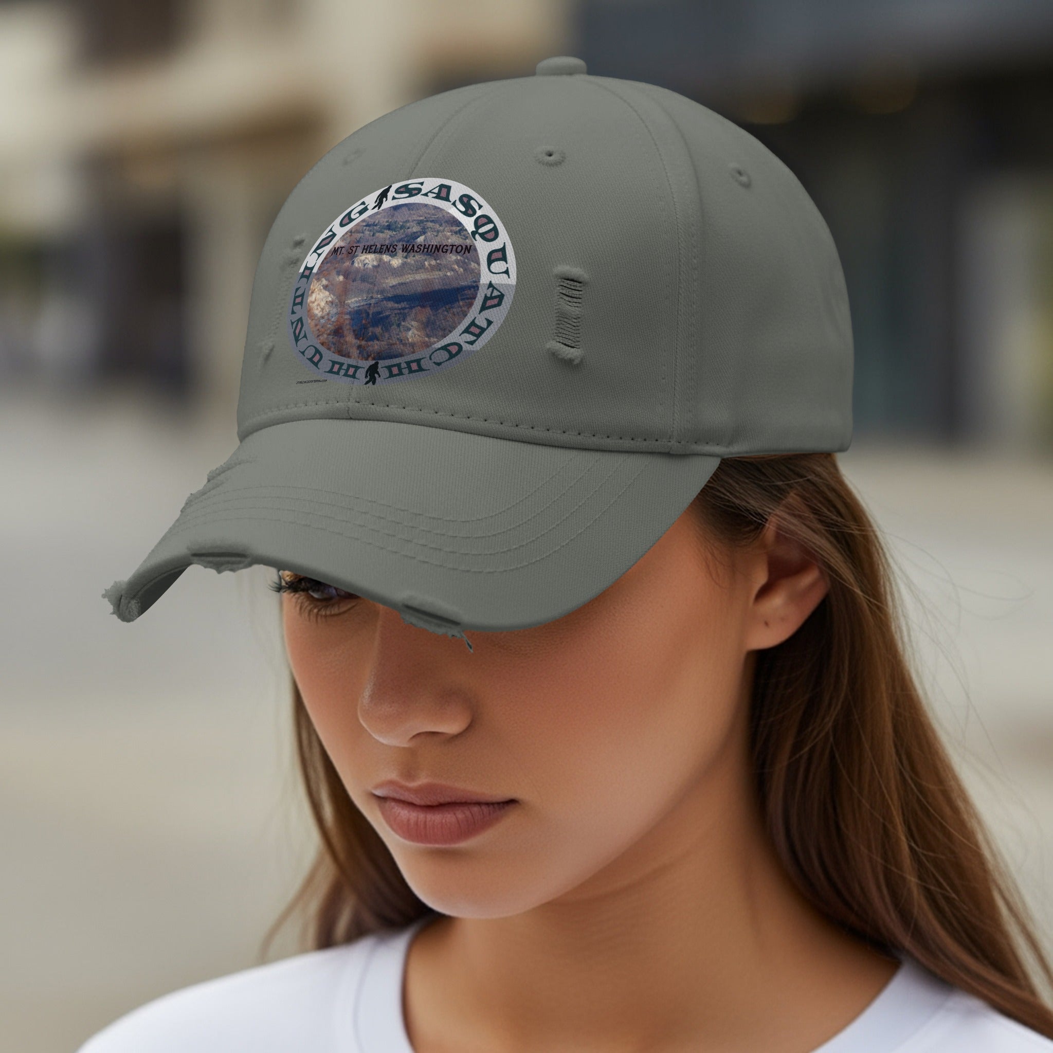 Vintage distressed gray baseball cap product