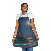 Moonlit Ocean Waves Print Apron Chef Kitchen Cooking