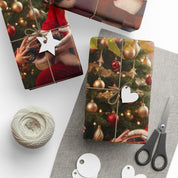 Christmas Gift Wrapping with Tree and Ornaments Design