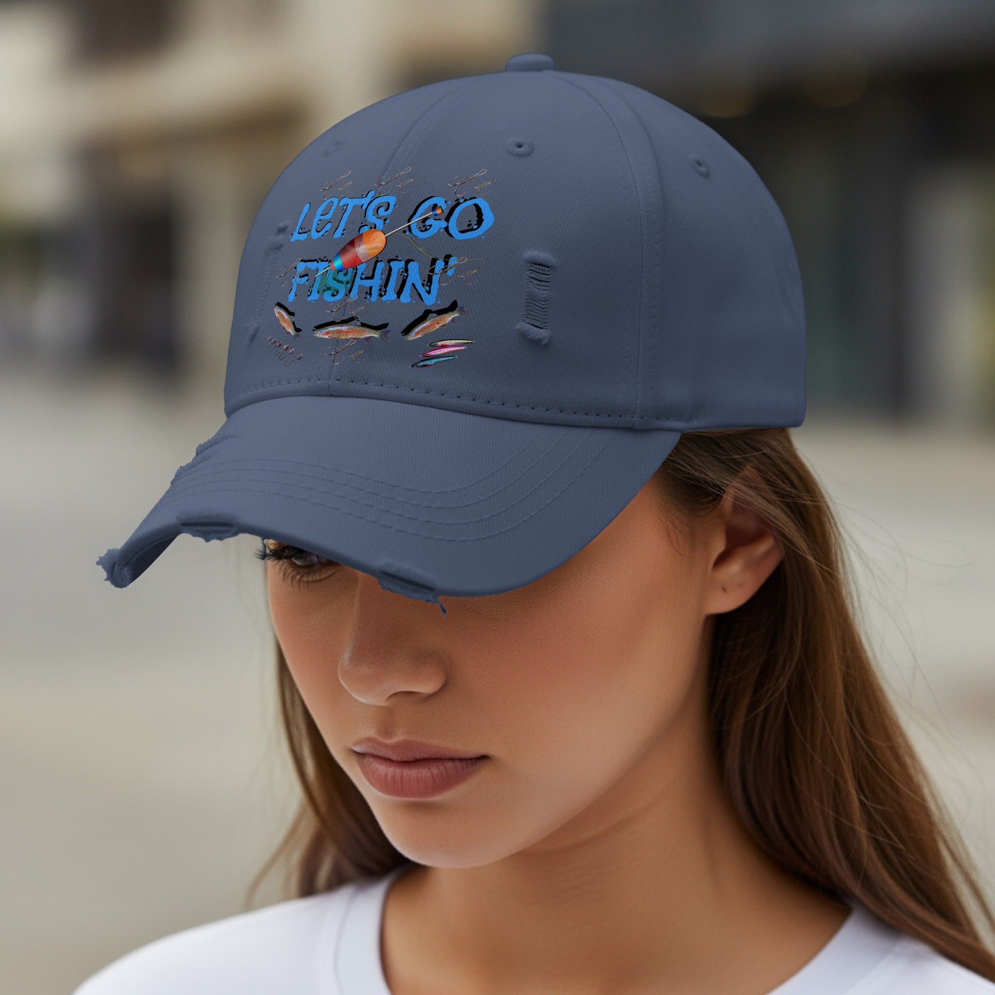 Let's Go Fishin Distressed Baseball Cap product type