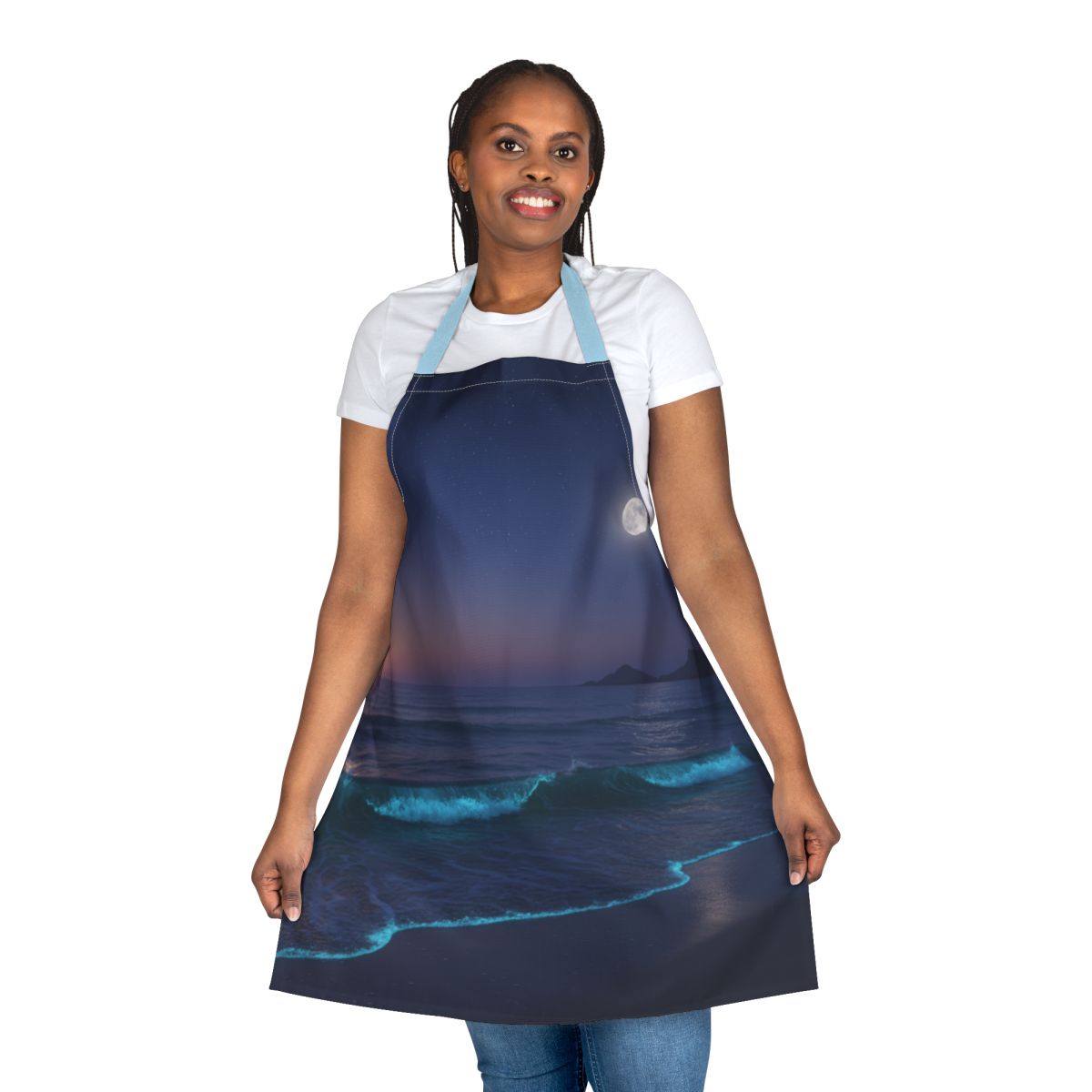 Stunning Night Ocean Scene Apron for Kitchen Enthusiasts