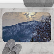 Majestic Mountain Range with Clouds Bath Mat