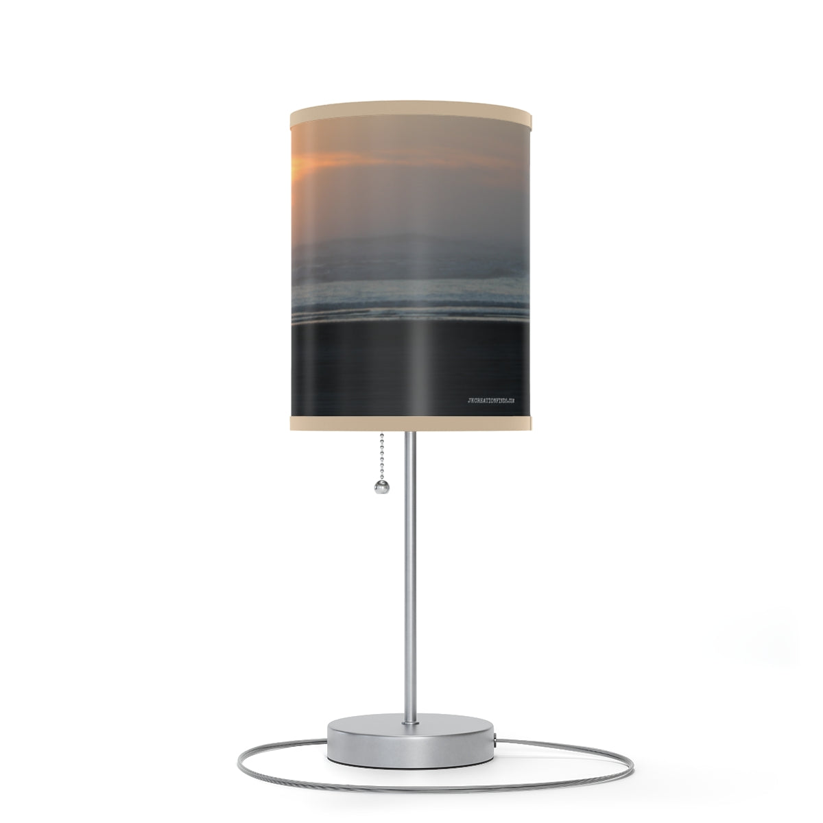 Tranquil Beach Sunset Scene on Modern Table Lamp