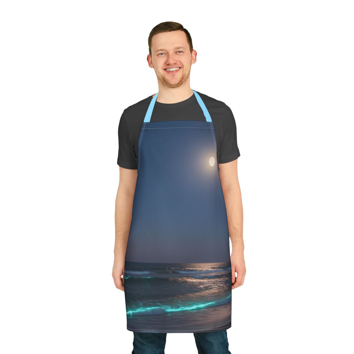 Stunning Ocean Night Scene Apron for Kitchen Use