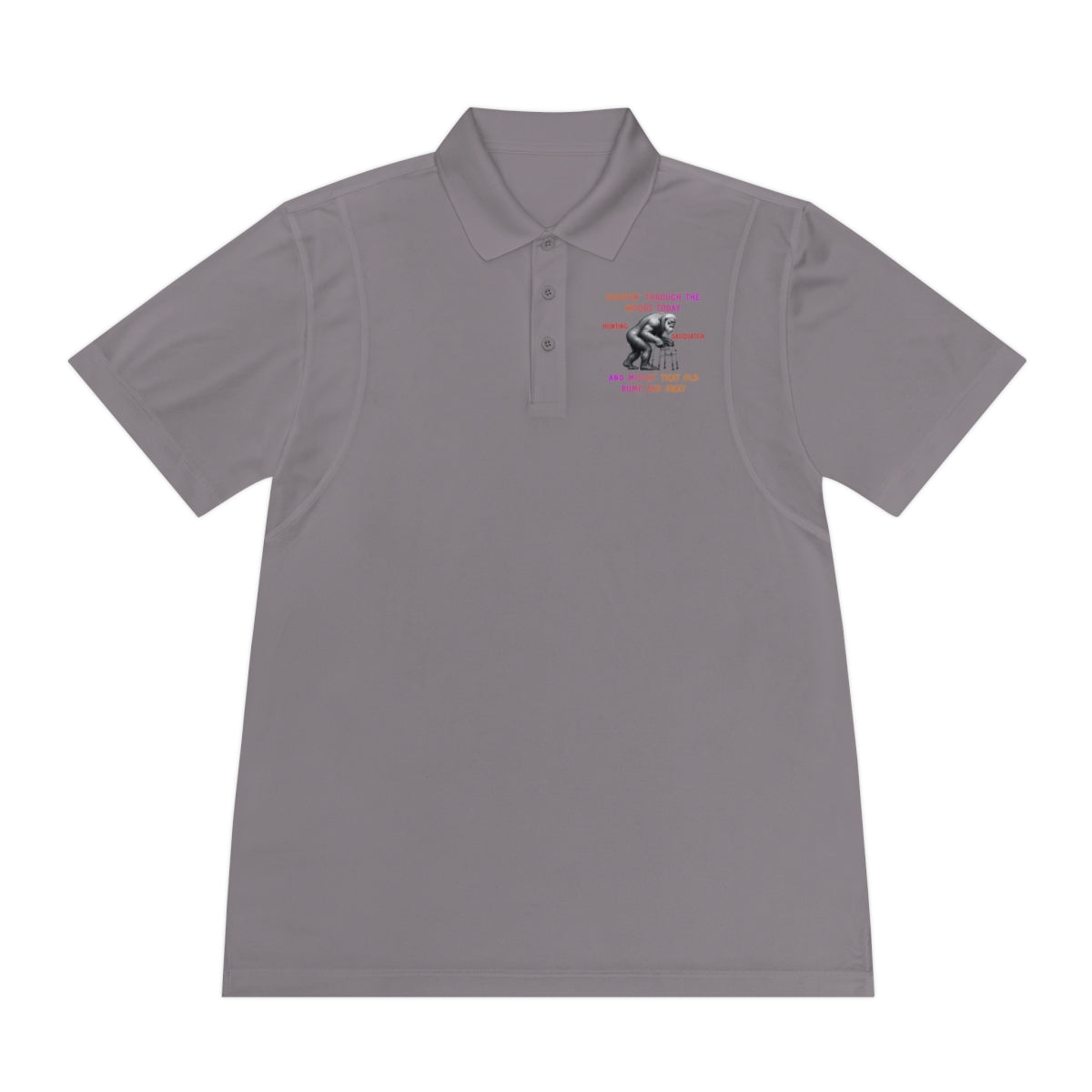 Men's Stylish Graphic Grey Polo Shirt Casual