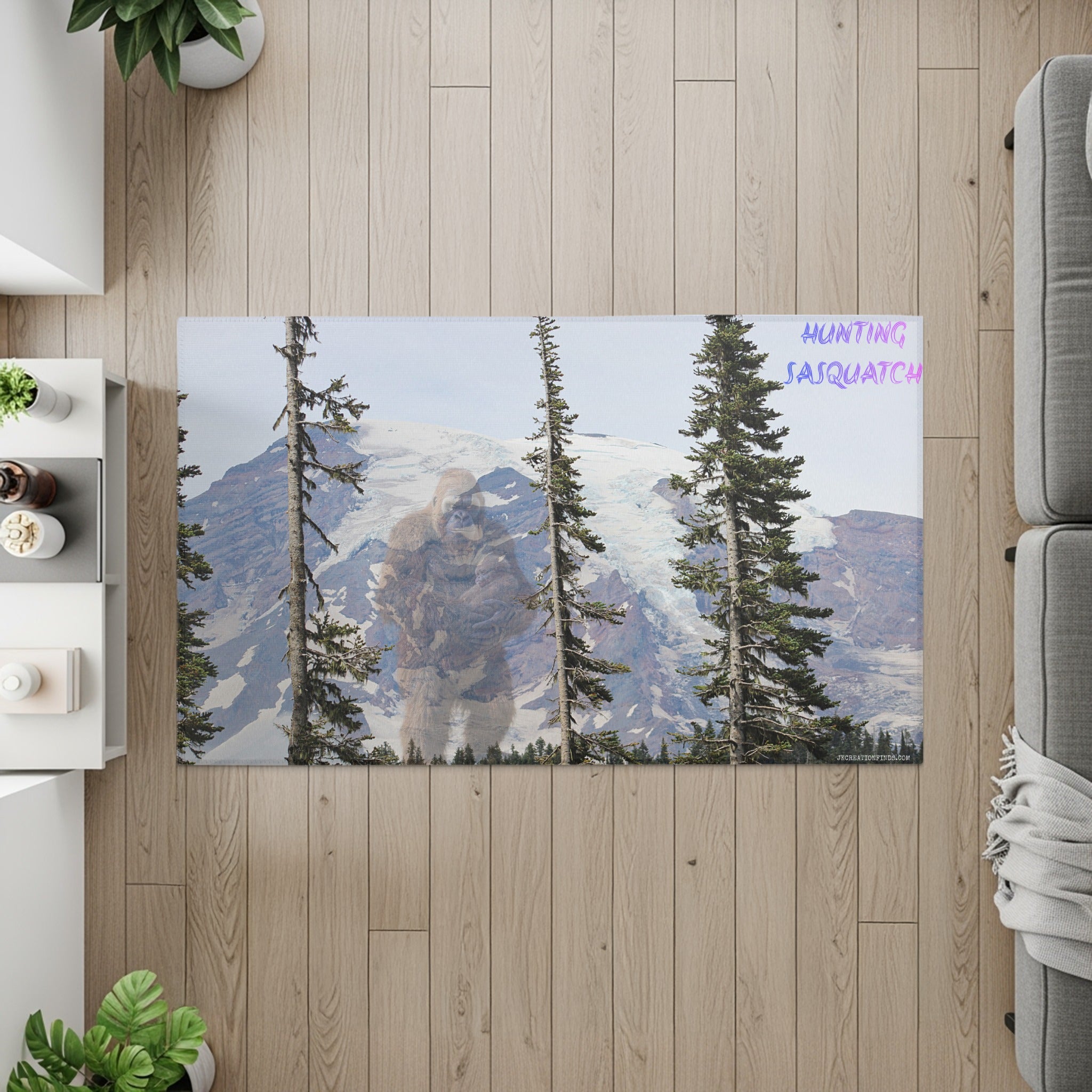 Hunting Sasquatch Mountain Scene Rug product type