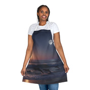 Beautiful Moonlit Ocean Scene Apron with Dolphins Design