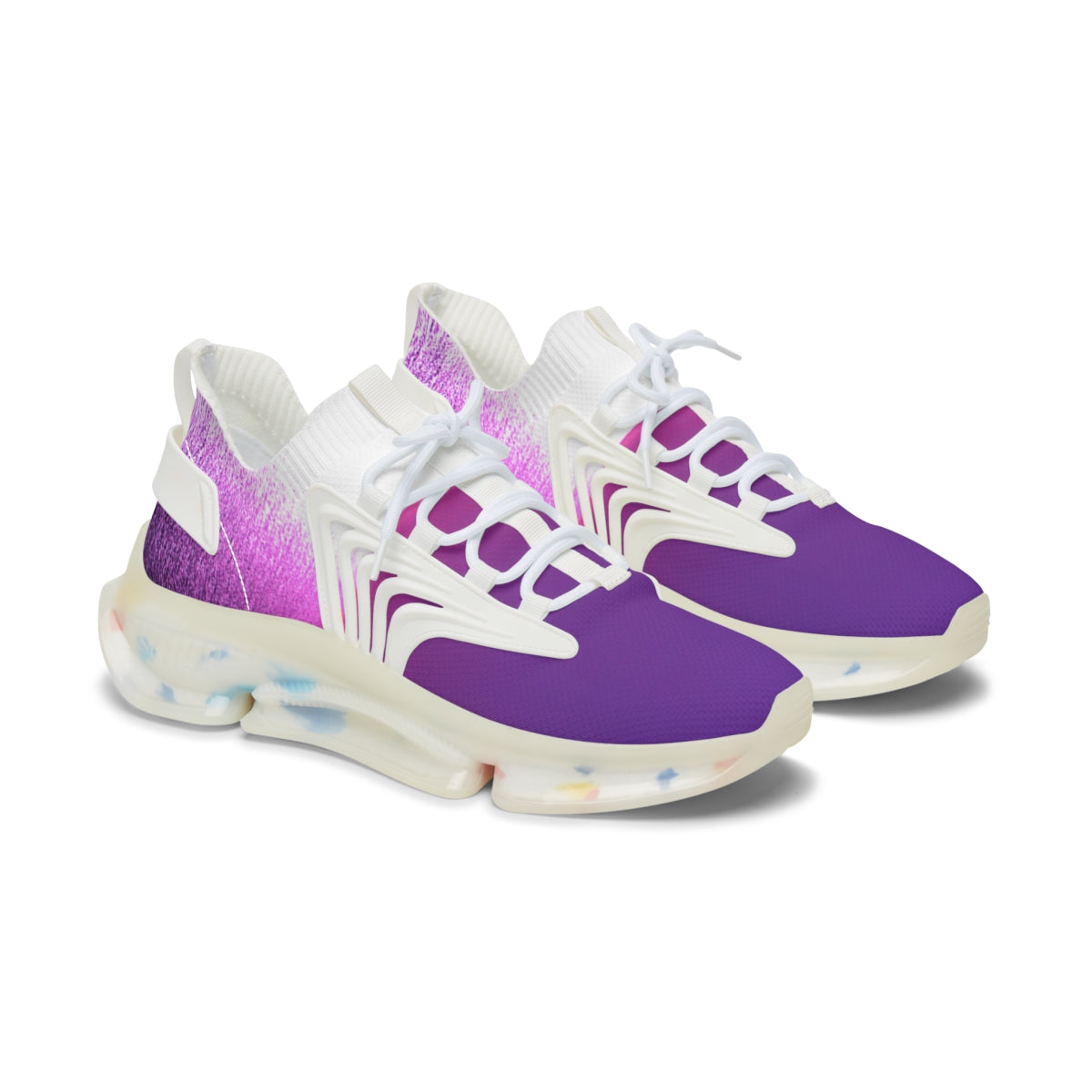Vibrant Purple and White Sneakers with Unique Design
