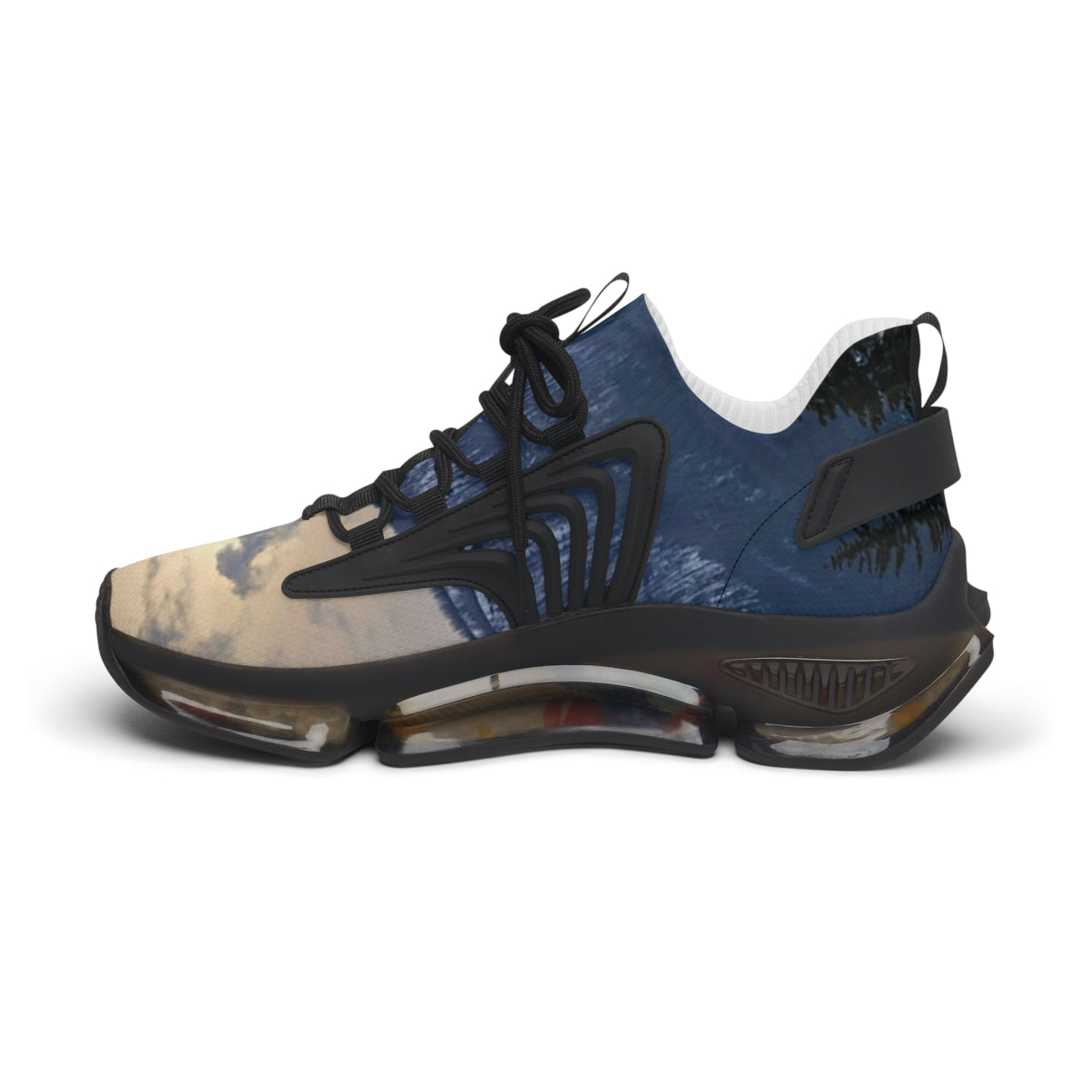 Men's Athletic Shoes with Scenic Print Design