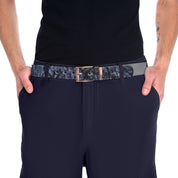 Stylish Dark Navy Belt with Unique Buckle Design