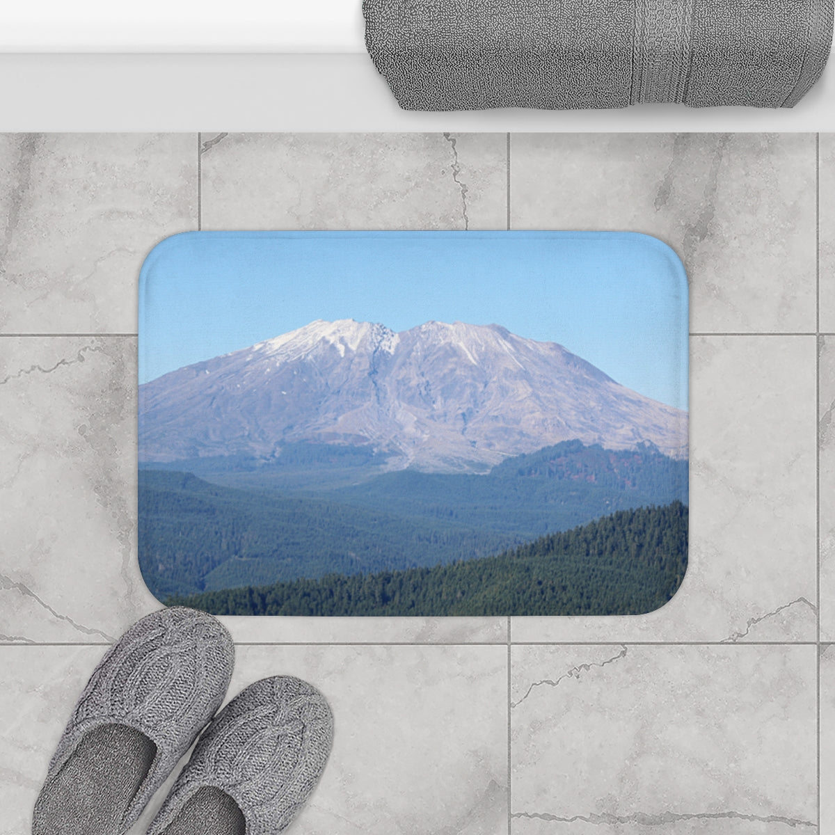 Majestic Mountain Landscape Scenic Bathroom Mat
