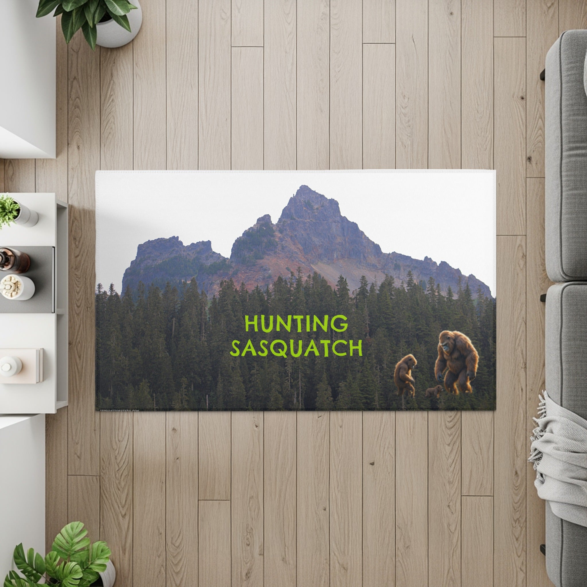 Hunting Sasquatch Mountain Scene Rug product