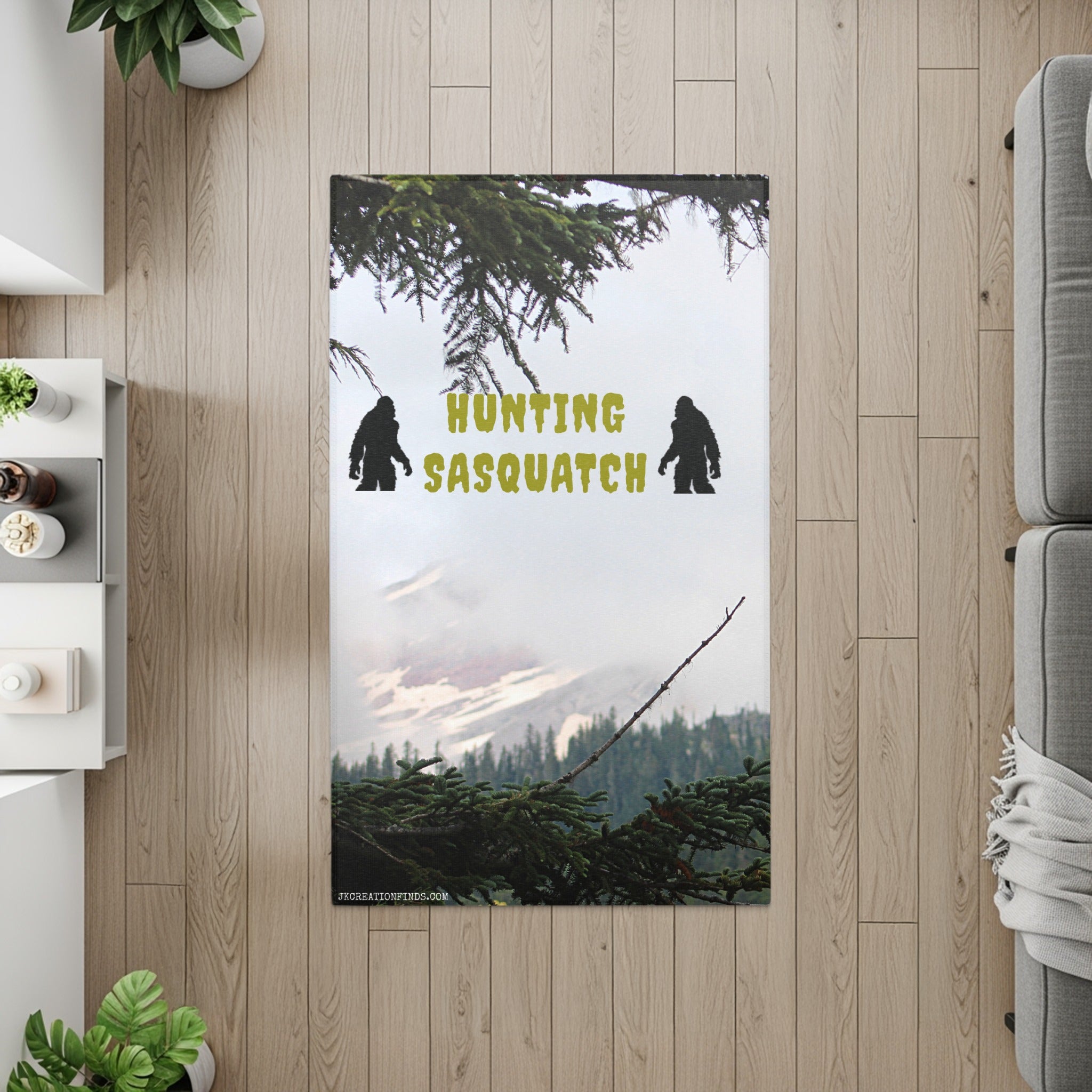 Hunting Sasquatch Forest Scene Rug product