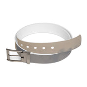 Adjustable Hole White Belt with Silver Buckle Belt