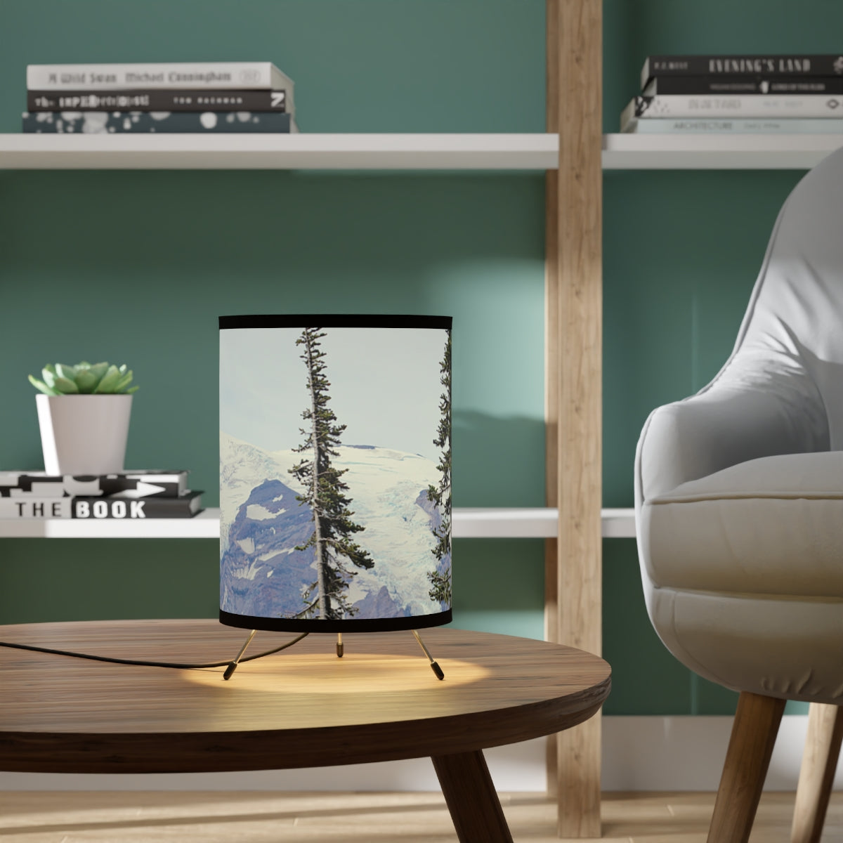 Mountain Landscape Table Lamp with Nature Scene