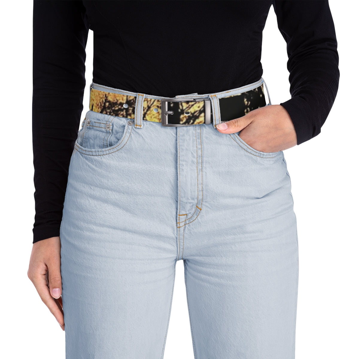 Leopard Print Black Buckle Women's Fashion Belt
