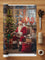 Santa Claus giving gifts Merry Christmas poster