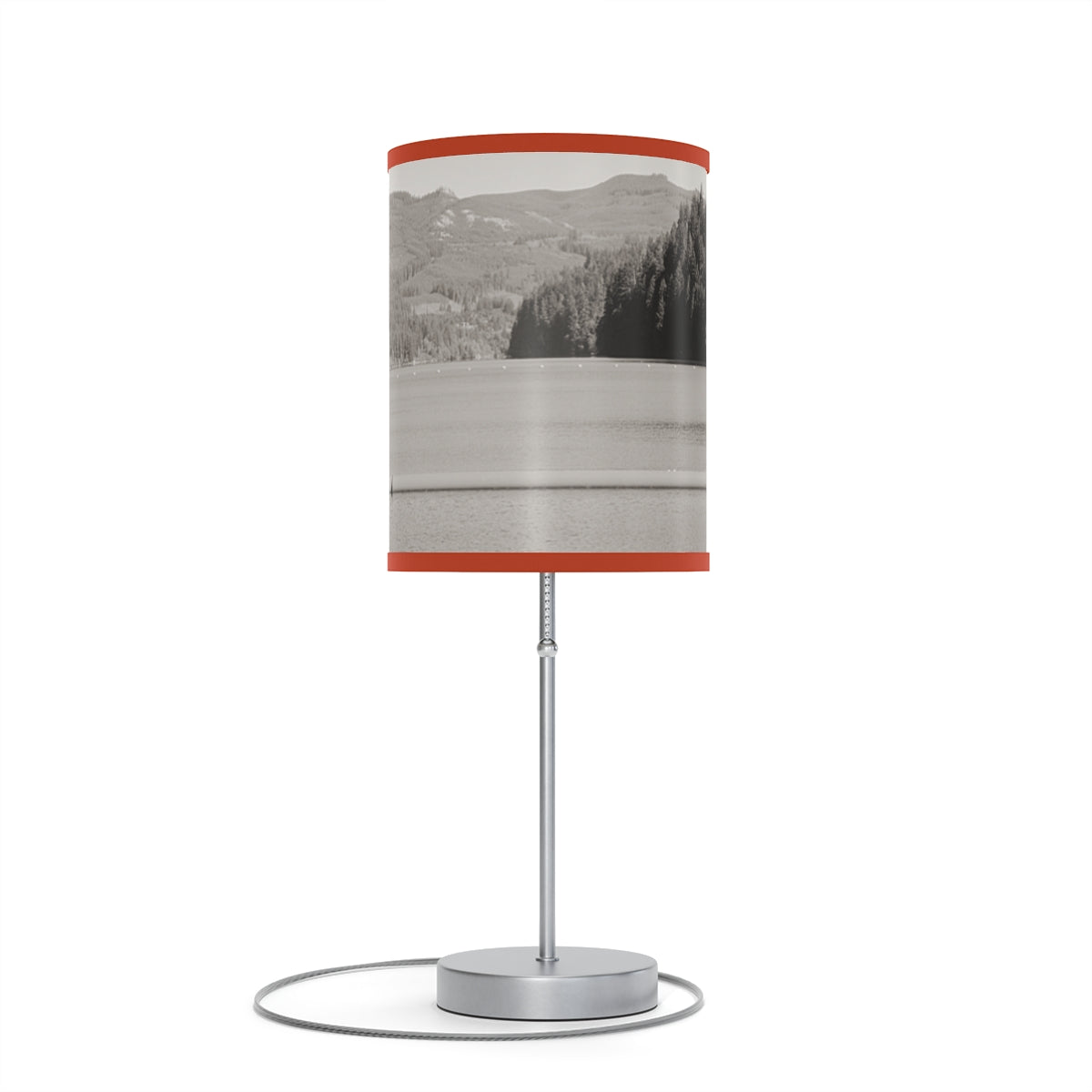 Scenic Mountain Lake Print Table Lamp