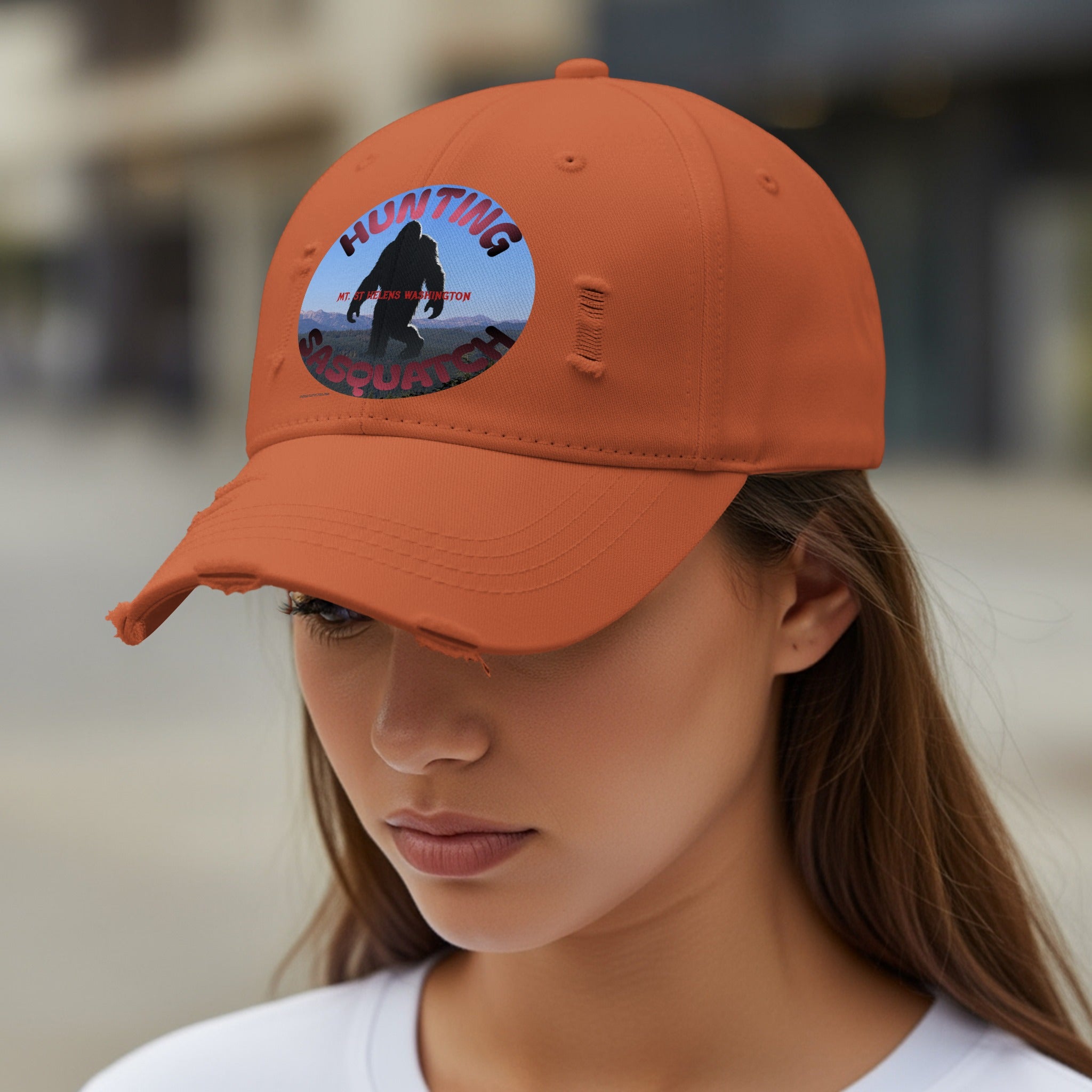 Hunting Sasquatch Embroidered Distressed Cap product