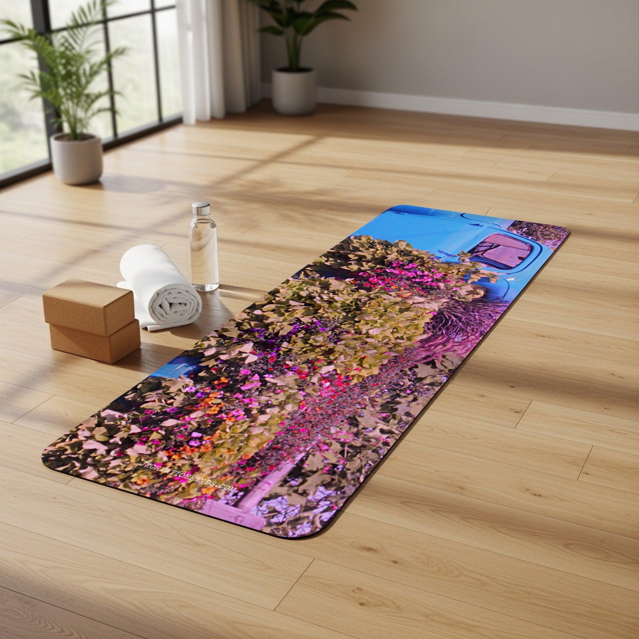 Vivid Colorful Floral Design Exercise Mat product