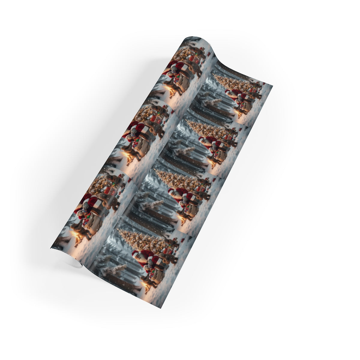 Festive Santa and Sleigh on Snowy Path Wrapping Paper