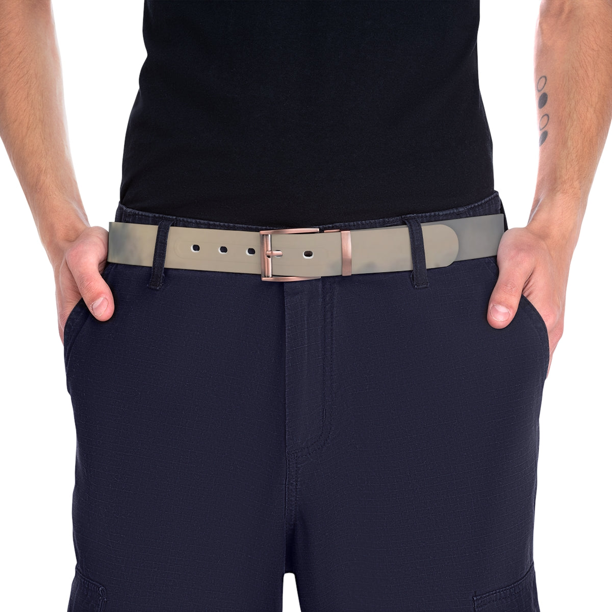 Stylish Two-Tone Metallic Buckle Belt for Casual Wear