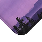 Scenic Purple Forest and Mountain Landscape Bath Mat