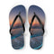 Flip-flops with a sunset beach scene and glowing ocean waves.
