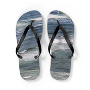 Flip flops with ocean waves design and jkcreationfinds.com website.