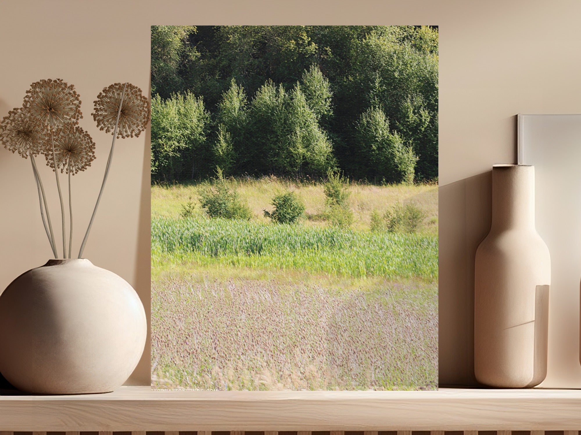 Scenic Green Field and Forest Landscape Poster product type