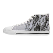 High-top sneaker with snow-covered trees and ski lift graphic.