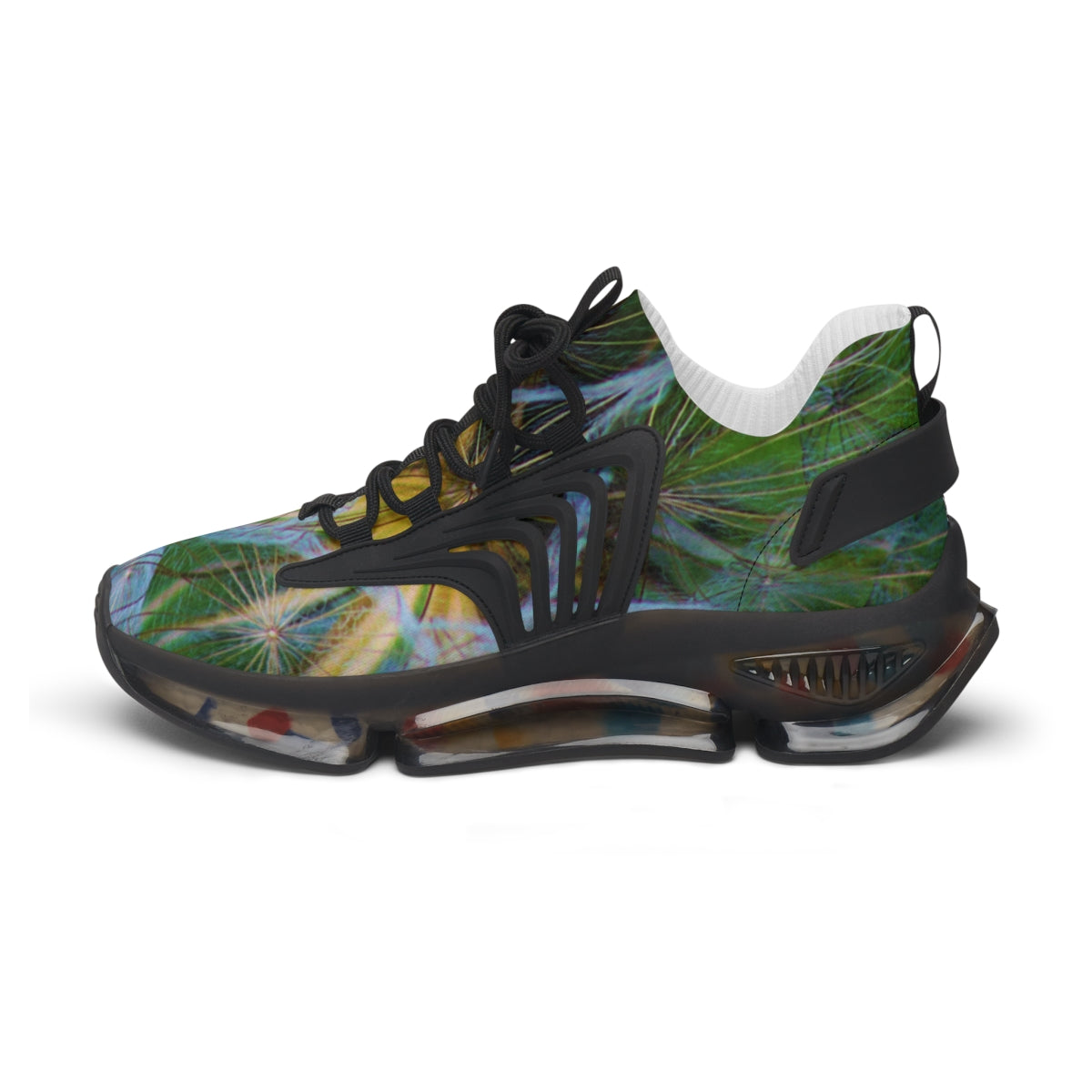 Stylish Black Athletic Shoes with Unique Print Design