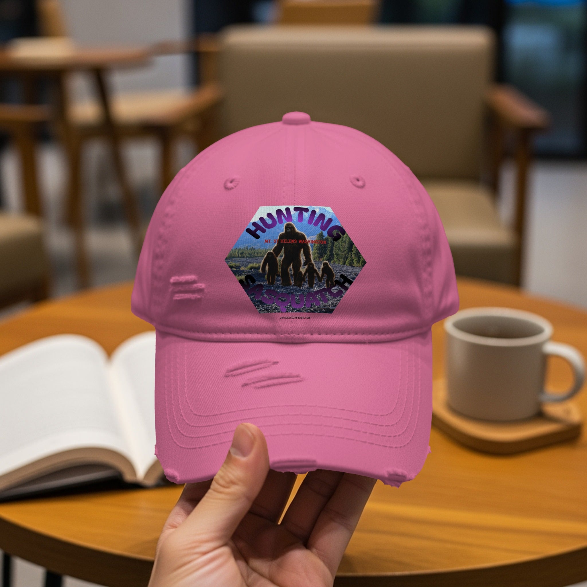 Hunting Themed Pink Distressed Look Cap product type
