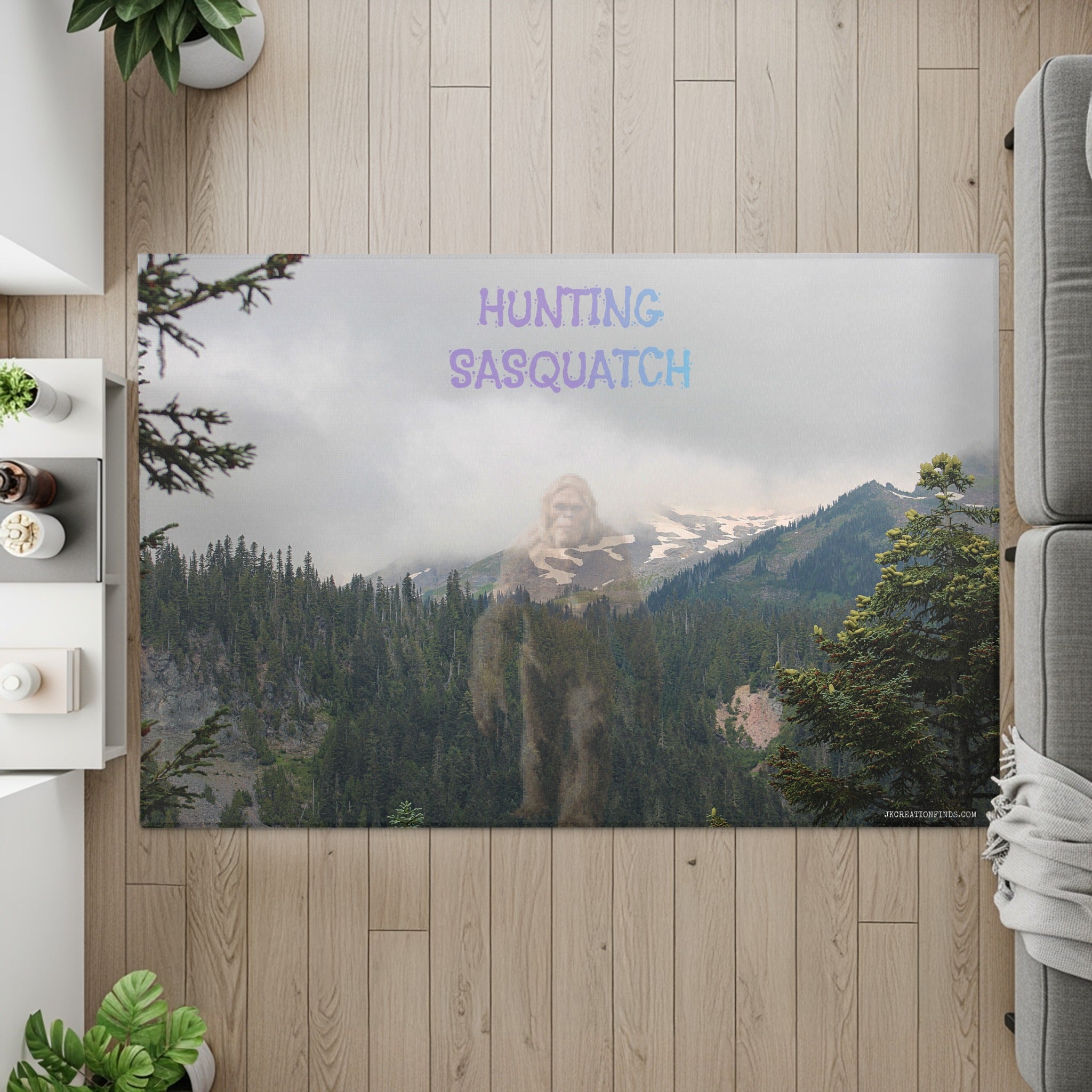 Hunting Sasquatch Mountain Forest Rug product