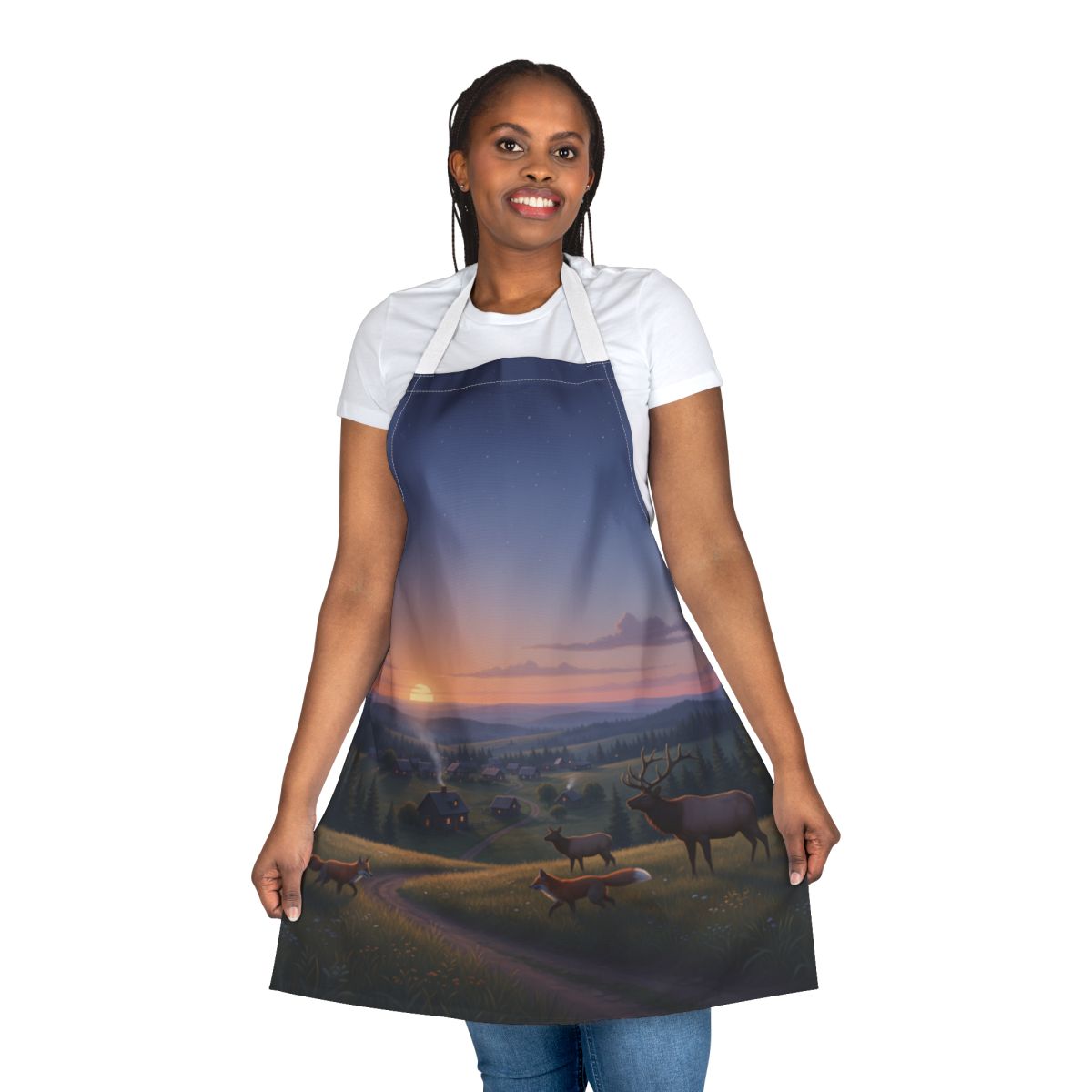 Serene Sunset Countryside Scene Women's Apron