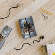 Festive Christmas Wrapping Paper with Black Ribbon