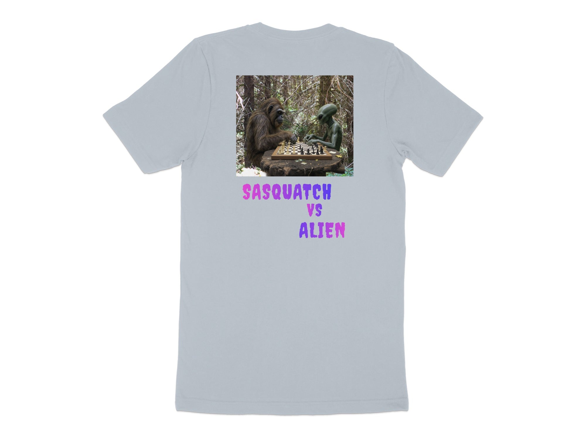 Sasquatch vs Alien Chess Match Graphic T-Shirt