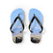 Flip-flops with a landscape of mountains and water features.