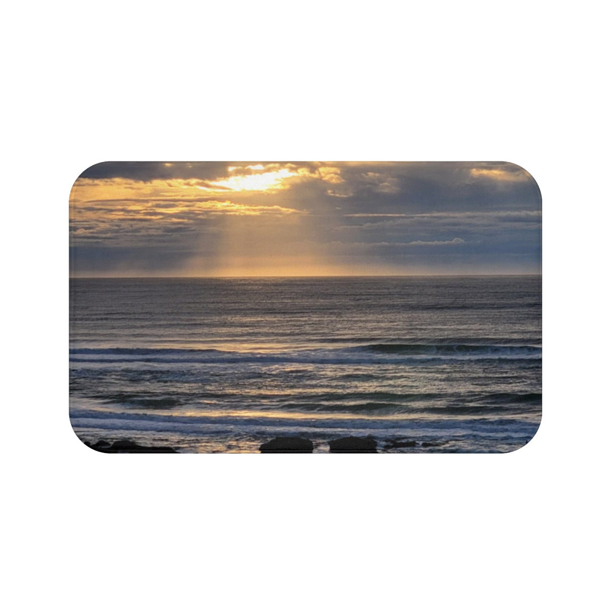 Golden Sunset Over Ocean Waves Wall Art Print
