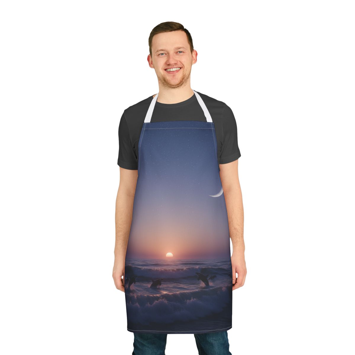 Sunset Ocean Scene with Dolphins Apron