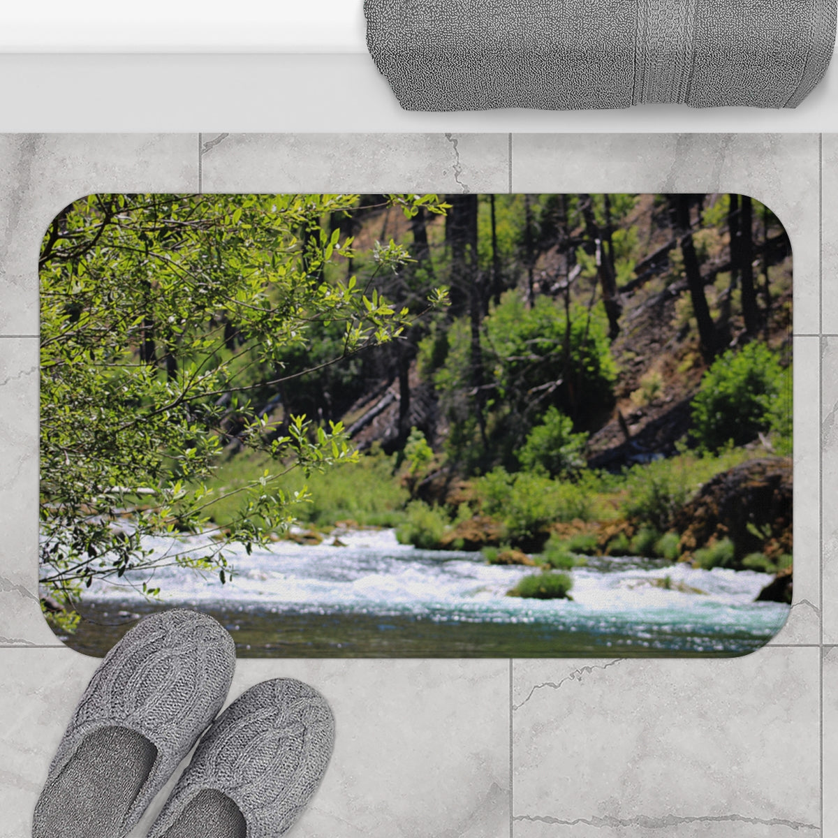 Beautiful River Nature Scene Bath Mat Product