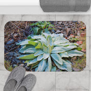 Frosty Green Plants Nature Scene Bath Mat