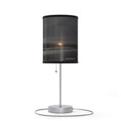 Modern Black Metal Lamp with Beach Sunset Design