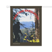 Hunting Sasquatch Banner with Forest Background Scene