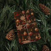 Festive Christmas Tree and Ornaments Wrapping Paper