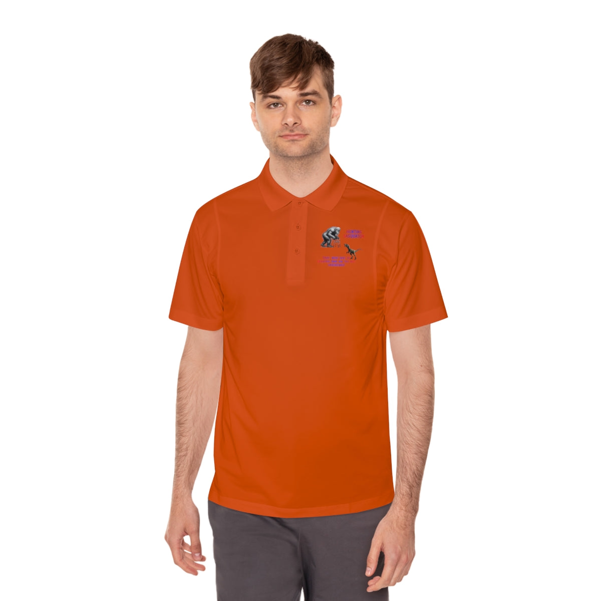 Stylish Orange Polo Shirt with Unique Chest Design